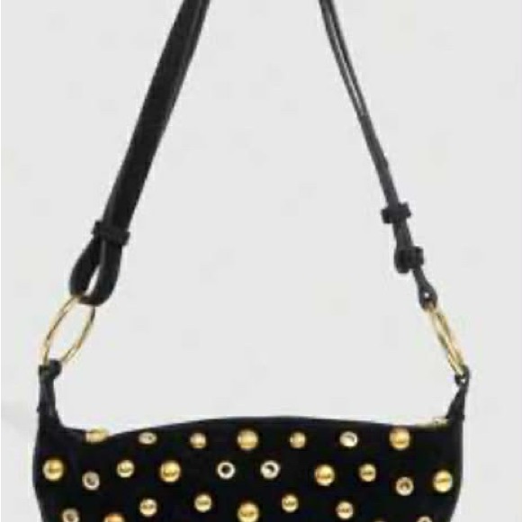 SHEIN Black Crescent Shoulder Bag with Gold Studs - Picture 2 of 10